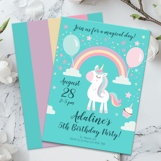 Invitation Funny Rainbow Unicorn fête d'anniversaire (Créateur téléchargé)