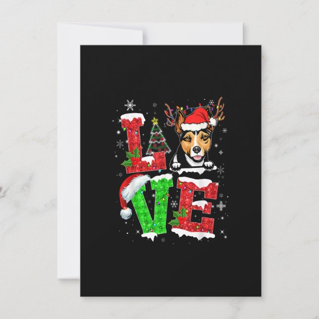 Invitation Funny Rat Terrier Dog Tree Christmas Lights Xmas P (Devant)