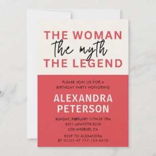 Invitation Funny Red Woman Myth Légende 98e anniversaire