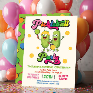 Invitation Funny Retro Pickleball Party