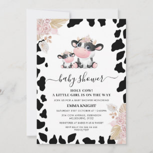 Invitation Funny rose Floral Saint Vache Baby shower d'impres