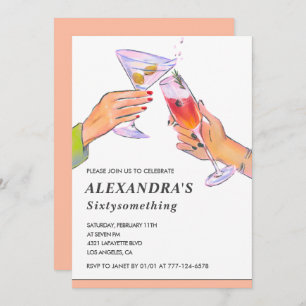 Invitation Funny Rose Gold Cocktail Champagne 63e anniversair