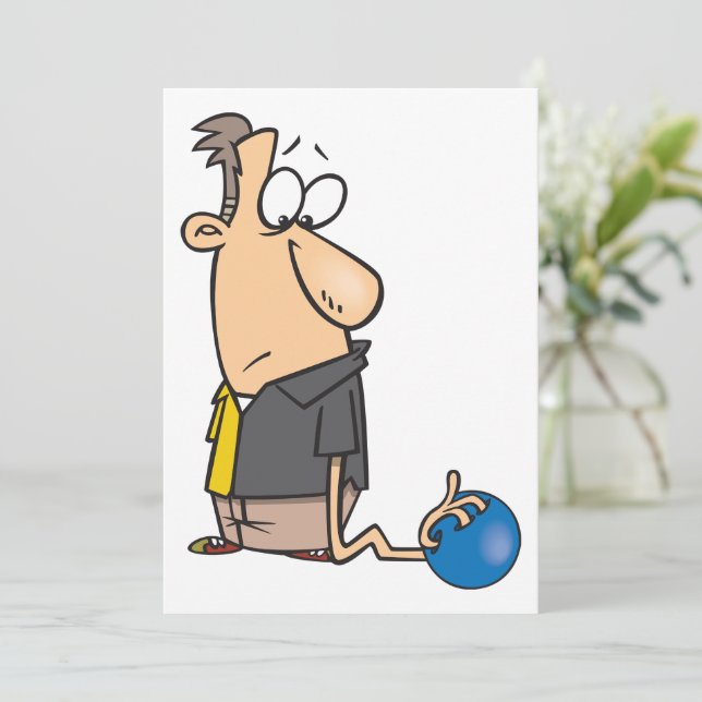 Invitation Funny Sad Bowler caractère avec Bowling Ball (Debout devant)