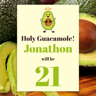 Invitation Funny saint guacamole pun 21e anniversaire fête