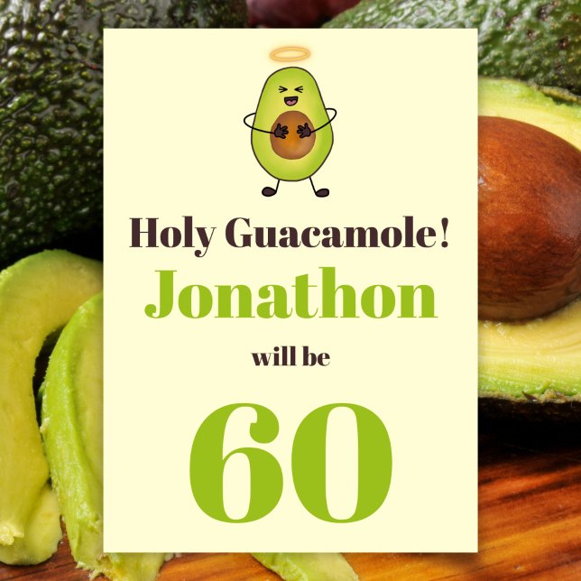 Invitation Funny saint guacamole pun 60e anniversaire fête (Créateur téléchargé)