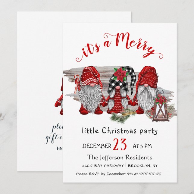 Invitation Funny Santa Claus Merry Christmas Little Party (Devant / Derrière)