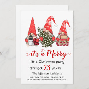 Invitation Funny Santa Gnomes Merry Christmas Little Party