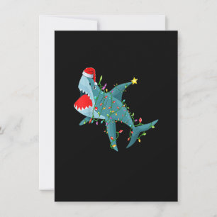 Invitation Funny Santa Jaws Shark Christmas Lights Merry Shar