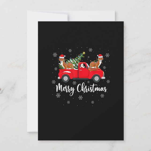 Invitation Funny Santa Riding Christmas Tree Truck Weasel Chr (Devant)