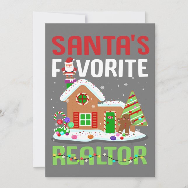 Invitation Funny Santa's Favorite Realtor Estate Agent Xmas (Devant)
