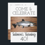 Invitation Funny Saumon Fishing Adult Men's Birthday Sports<br><div class="desc">Une invitation à l'anniversaire pour la personne qui aime pêcher à tout âge ! Toute la formulation de cette invitation,  y compris l'âge,  peut être customisée pour répondre à vos besoins.
Le design est agrémenté d'un drôle de jeu de pêche saumon.</div>