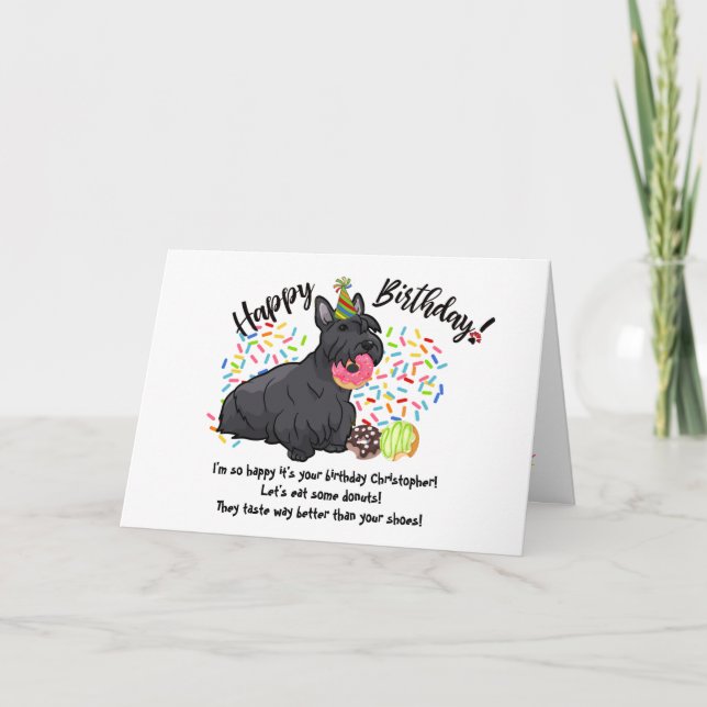Invitation Funny Scottish Terrier Pet Dog Birthday Card (Devant)