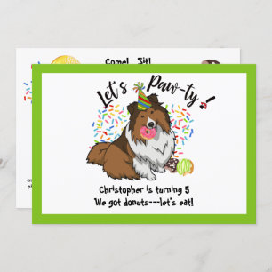 Invitation Funny Shetland Sheepdog Donuts fête d'anniversaire