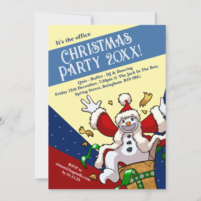 Invitation Funny Snowman Santa Christmas Party Add The Year  (Devant)