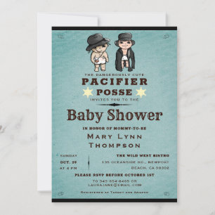Invitation Funny Twins Pacifier Posse Baby shower occidental