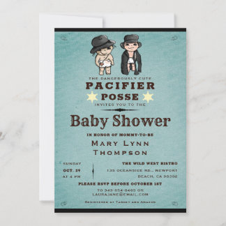 Invitation Funny Twins Pacifier Posse Baby shower occidental