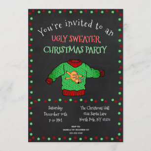 Invitation Funny Ugly Sweet Noël Party Chalkboard