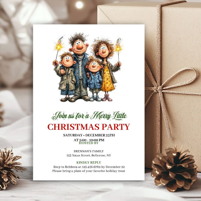 Invitation Funny Watercolor Family Festive Christmas Invite (Funny Watercolor Family Festive Christmas Invite)