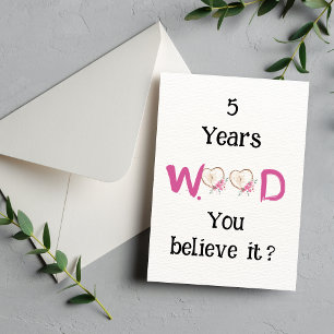 Invitation Funny Wood Anniversary Card, 5e Anniversaire Card