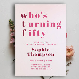 Invitation Funny WTF Pink Burgundy Sassy 50e fête d'anniversa