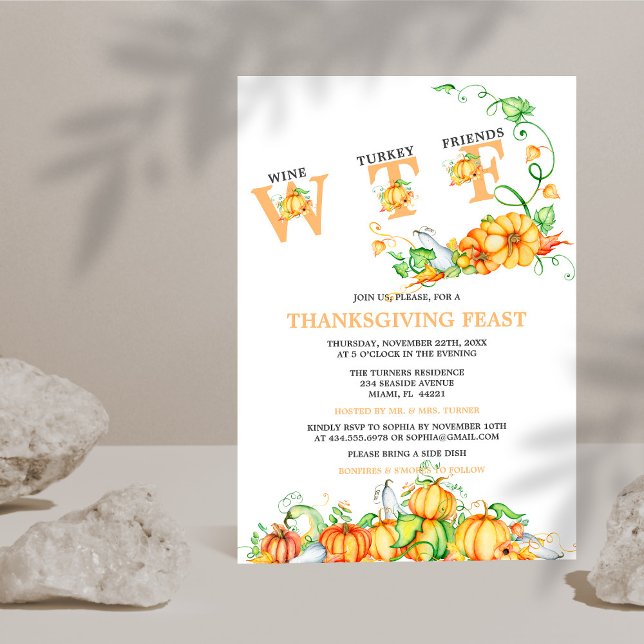 Invitation Funny WTF Thanksgiving Citrouilles de fête (Créateur téléchargé)