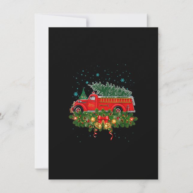 Invitation Funny Xmas Lighting Tree Père Noël Ugly Fire Truck (Devant)
