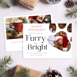 Invitation Furry and Bright Pet 3 Photo Funny holiday card