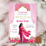 Invitation Fuschia Rouge demi-saree Cérémonie indienne Fille<br><div class="desc">Invitation à la cérémonie de mi-Saree,  Puberty Ritu Kala Samskaram,  Invitations de Langa Voni</div>