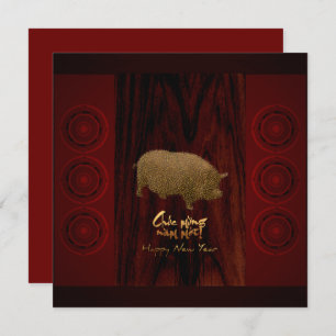 Invitation Fûts de bronze Année du porc Carré vietnamien Invi