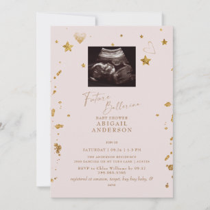 Invitation Futur Baby shower Ballerina Ultrasound