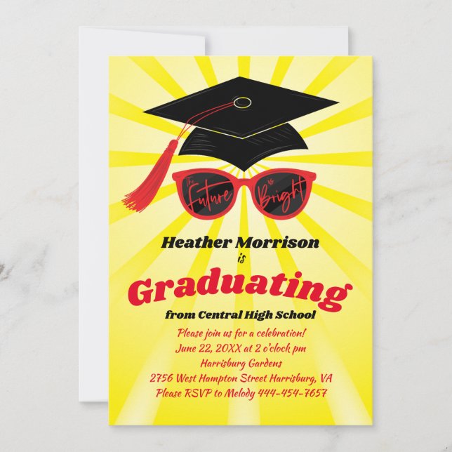 Invitation Futur est Bright Sunglasses Graduation Party (Devant)