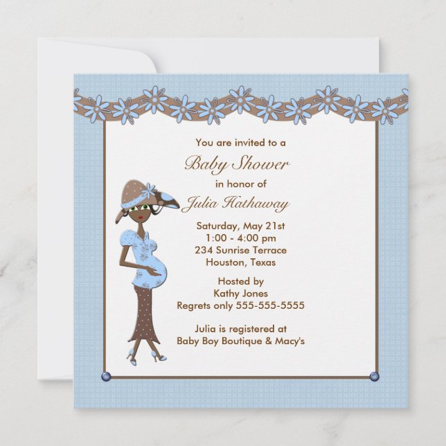 Invitation Futur Maman Ethnique Garçon Shower (Devant)