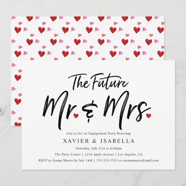 Invitation Futur manuscrit M. & Mme Engagement Party (Devant / Derrière)