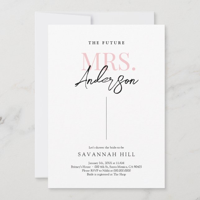 Invitation Futur Mme Simple Moderne Douche nuptiale Invitatio (Devant)