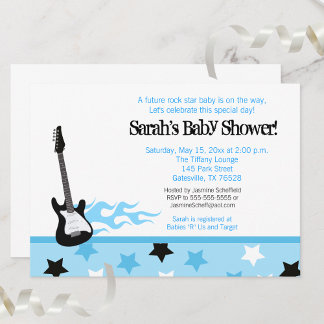 Invitation future de Baby shower Rocker (bleu)