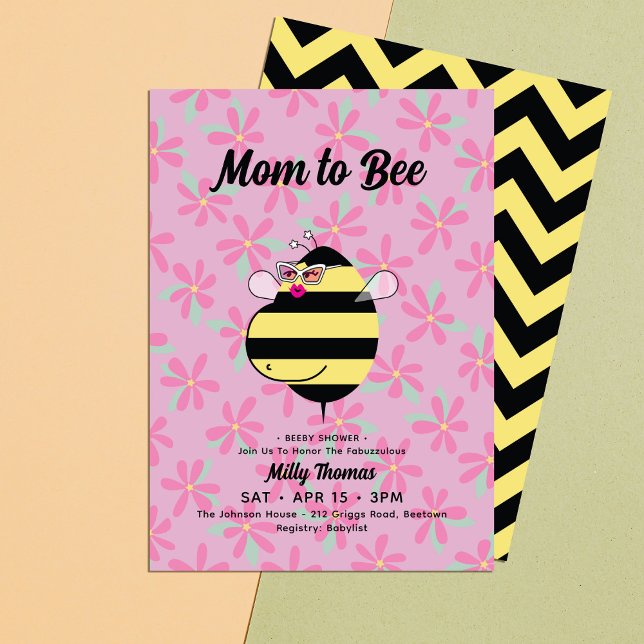 Invitation Future Maman Abeille avec Lunettes Fête de Naissan (Créateur téléchargé)