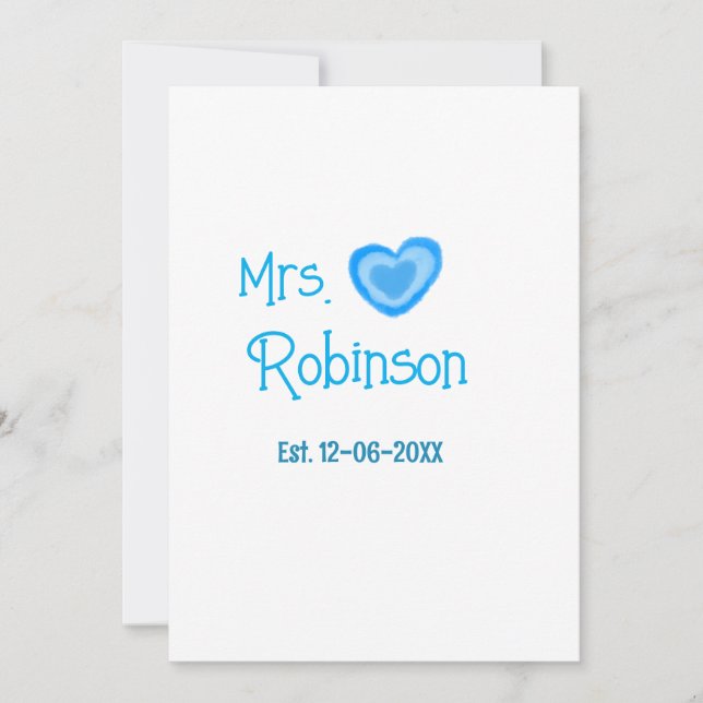 Invitation Future mariée Mme ajouter nom date aquarelle cœur  (Devant)