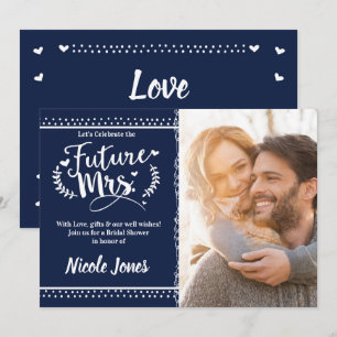 Invitation FUTURE MME. Photo de Baby Shower Bleu et Blanc