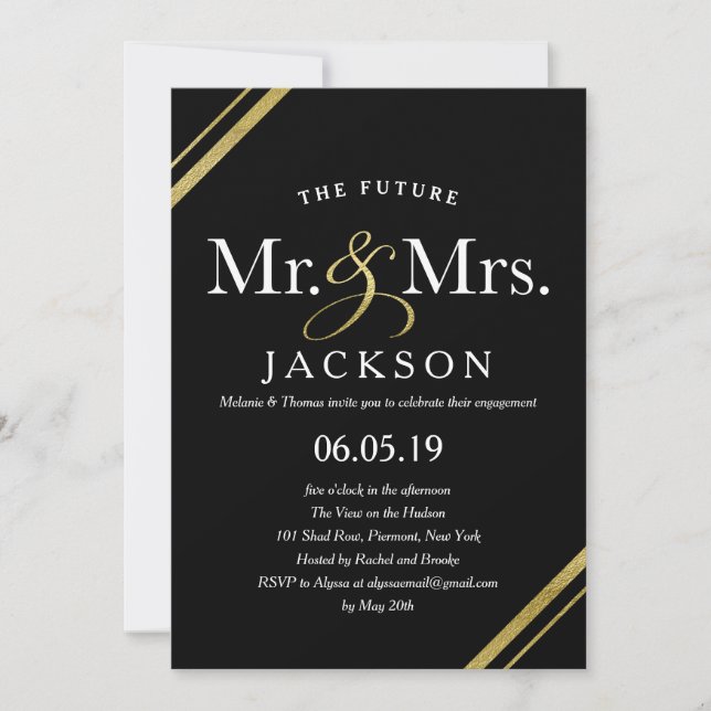 Invitation Futurs M. et Mme Engagement de parties (Devant)