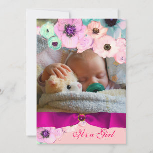 INVITATION GABARIT DE PHOTO AVEC ROSES ROSES ET RUBAN BLEU MO