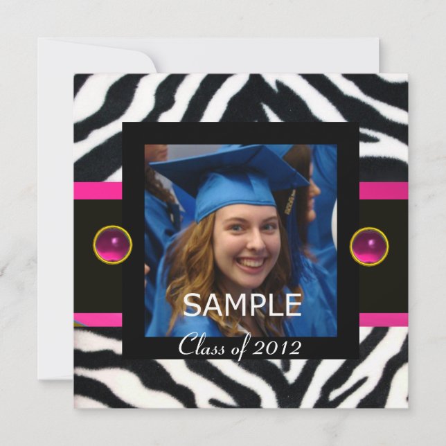 INVITATION GABARIT DE PHOTO EN MONOGRAMME FOURRURE ZÈBRE BLEU (Devant)