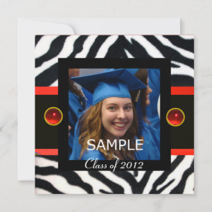 INVITATION GABARIT DE PHOTO MONOGRAMME FOURRURE ZÈBRE ROUGE N