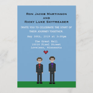 invitation gai de marié de Gamer du pixel 8bit et