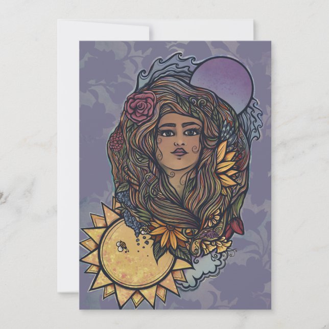 Invitation Gaia mère Terre déesse Tarot monde (Devant)