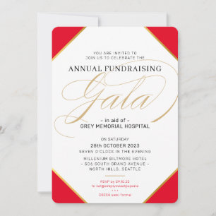 Invitation GALA BALL DE FOND événement élégant régal or rouge