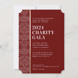 Invitation GALA BALL moderne élégant événement bordeaux or