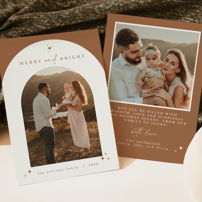 Invitation GALA Boho Terracotta Arch Joyeux et lumineux Noël (Créateur téléchargé)