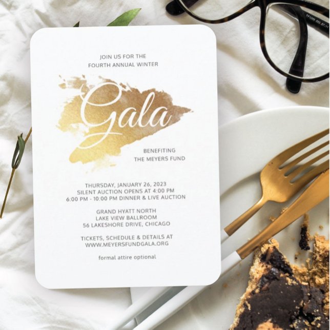 Invitation Gala d'art moderne Gold Paint (Créateur téléchargé)