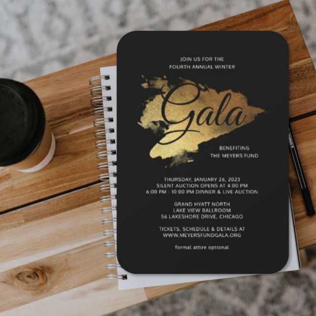 Invitation Gala d'art moderne Gold Paint (Créateur téléchargé)