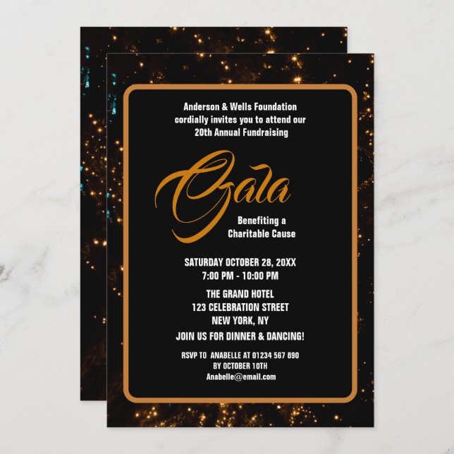 Invitation Gala de bienfaisance de luxe Ball Événement de col (Devant / Derrière)